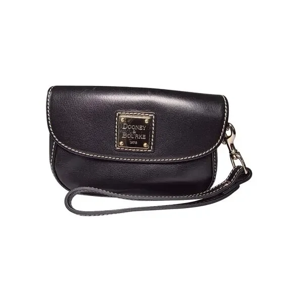 Dooney & Bourke Heritage QT112 Black Leather Wristlet Set With Box/Card/Dustbag - Picture 2 of 16
